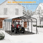 10x20ft Metal Carport Canopy with Galvanized Gable Roof - Image 4