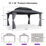 D Aluminum Patio Gazebo Purple Leaf 12 X 16 - Image 12