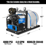 4000 PSI 4 GPM KOHLER E-Start Engine Hot Water Pressure Washer Skid Mounted with 245 Gal Tank, HPW40KBT - Image 6