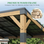 Classic 10FT x 14FT Solid Wood Gazebo With Sloped Roof & Built-in Bar Shelf for BBQ AMERLIFE - Image 8