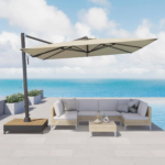GRAND Patio 10x13 ft Patio Umbrella with Base Acrylic Outdoor Cantilever Aluminum Umbrella