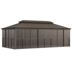 12' × Sunroom Patio Hardtop Gazebo Double Top Galvanized Steel Roof Aluminum Solarium - Image 2
