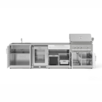 NewAge Products Classic Series 10 Ft Outdoor Kitchen Island w/ 33-in Propane Grill, Sink, Glass Door Refrigerator, Trash Bin, Door & Drawer in White/Stainless Steel - Image 6