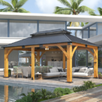Outdoor Spruce Wood Gazebo with Galvanized Steel Hardtop COVERONICS Size: 10.01 FT. H x 20 FT. W x 12 FT. D - Image 5
