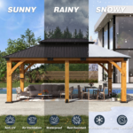 Outdoor Spruce Wood Gazebo with Galvanized Steel Hardtop COVERONICS Size: 10.01 FT. H x 20 FT. W x 12 FT. D - Image 8