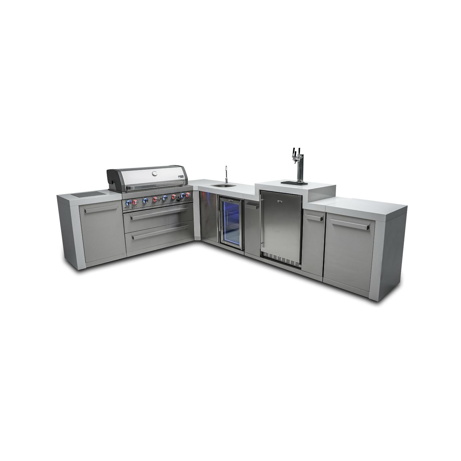 download (99) Outdoor Kitchen Signature Series 11 Piece Cabinet Set Gas Platinum Grill NewAge Products Wall Finish - Image 1
